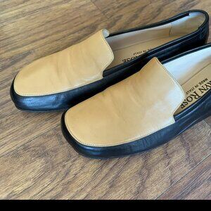 Taryn Rose black and tan leather loafers, size 39 (size 8.5)